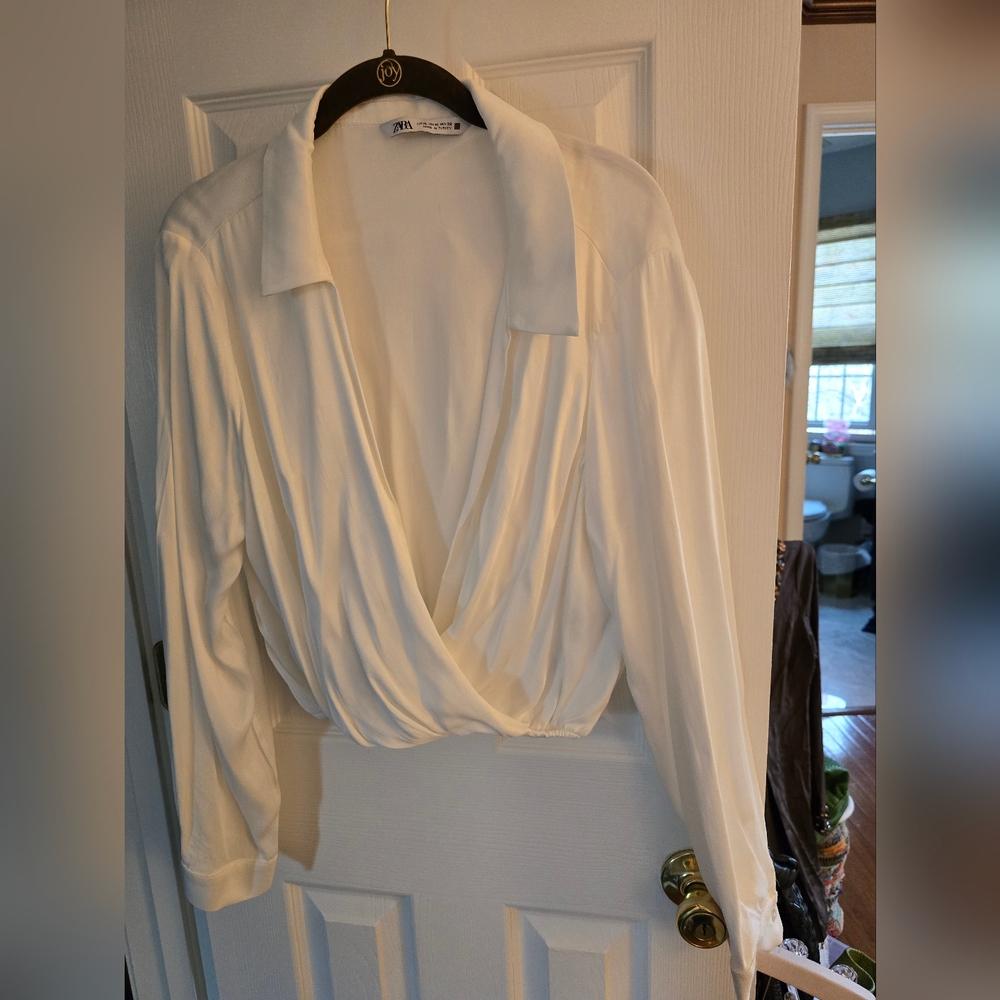 Zara Silky Crossover Blouse